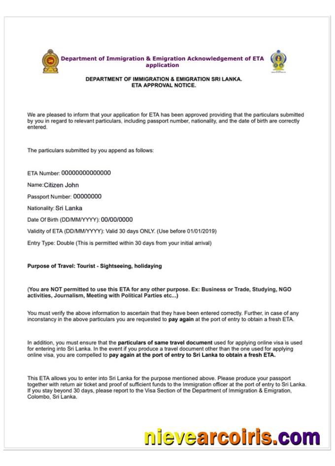 SRI LANKA e-visa